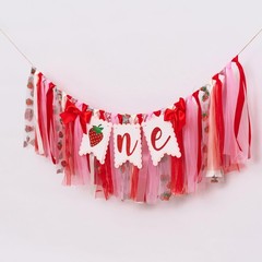 Strawberry One High Chair Banner – Strawberry 1st Birthday Party Decoration B…