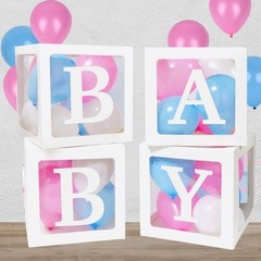 Baby Boxes with 4 Letters,40 Pink&Blue Balloon for Baby Shower Decorates,4 pc…