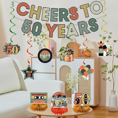 50Th Birthday Decorations Women Men, Cheers to 50 Years Banner Centerpieces Hang