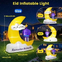 6FT Inflatable Ramadan Moon with LED Lights – Eid Outdoor Decorations