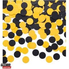 Black and Yellow Confetti Table Decoration for Birthday Graduation Baby Showe…