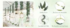 3Pcs Fake Eucalyptus Vines, 6.5FT Silk Ivy Garland, Odorless Lush Green Leaves