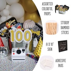 100th Birthday Photo Booth Props – 31-pc Selfie Props with 8 x 10-Inch Sign, …