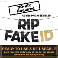 KatchOn, Glitter RIP Fake ID Banner Black and Gold –