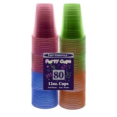 Party Essentials Soft Plastic 12-Ounce Party Cups/ Tumblers, Assorted Neon, 8…