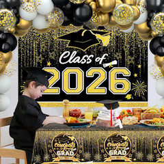 Graduation Decorations 2026, Black and Gold Balloon Garland Arch, Black and Gold