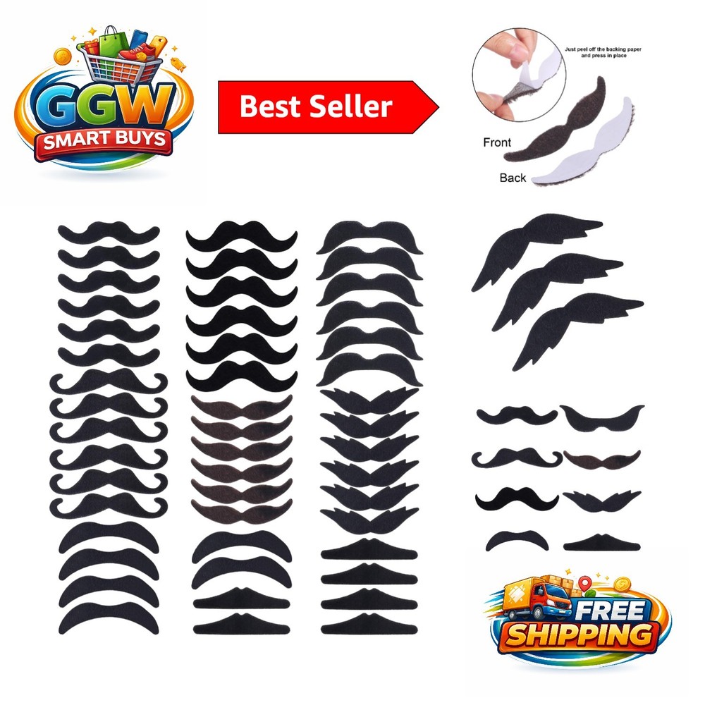 8 Unique Styles of Realistic Fake Mustache Stickers – Perfect for Events!