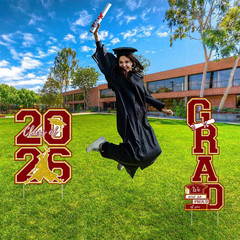 Maroon and Gold Graduation Decorations Class of 2026 Yard Signs – 4pcs Large Bur
