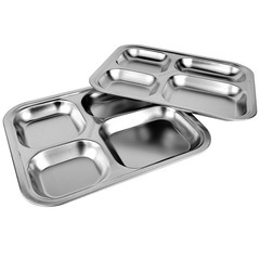WANGSHIQI Stainless Steel Divided Plates,2 Pack 4 divided, Silver