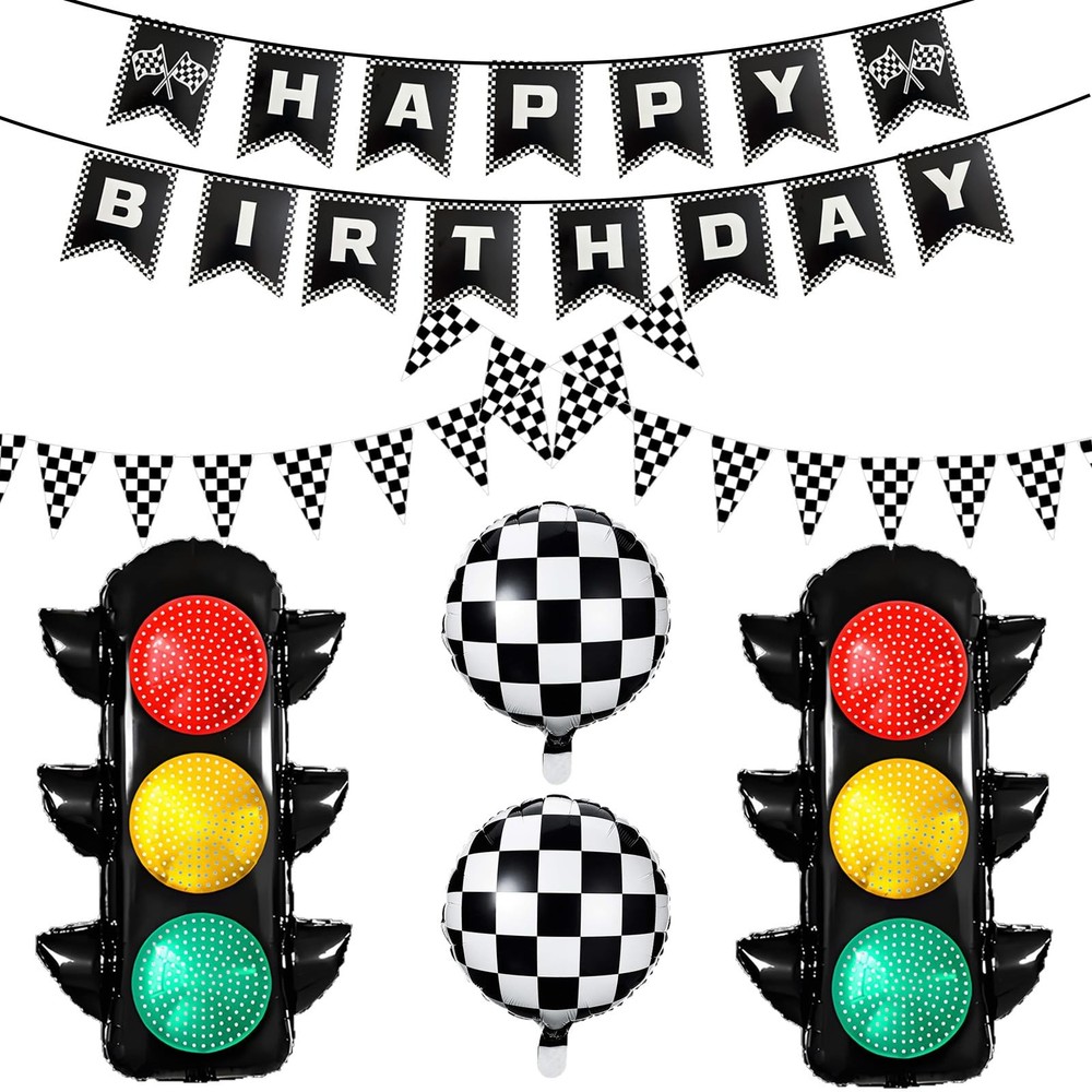 Race Car Birthday Party Decorations with Traffic Light Balloons,Automobile Pa…