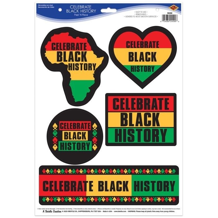 Beistle Celebrate Black History Peel ‘n Place Removable Window Door Decoration