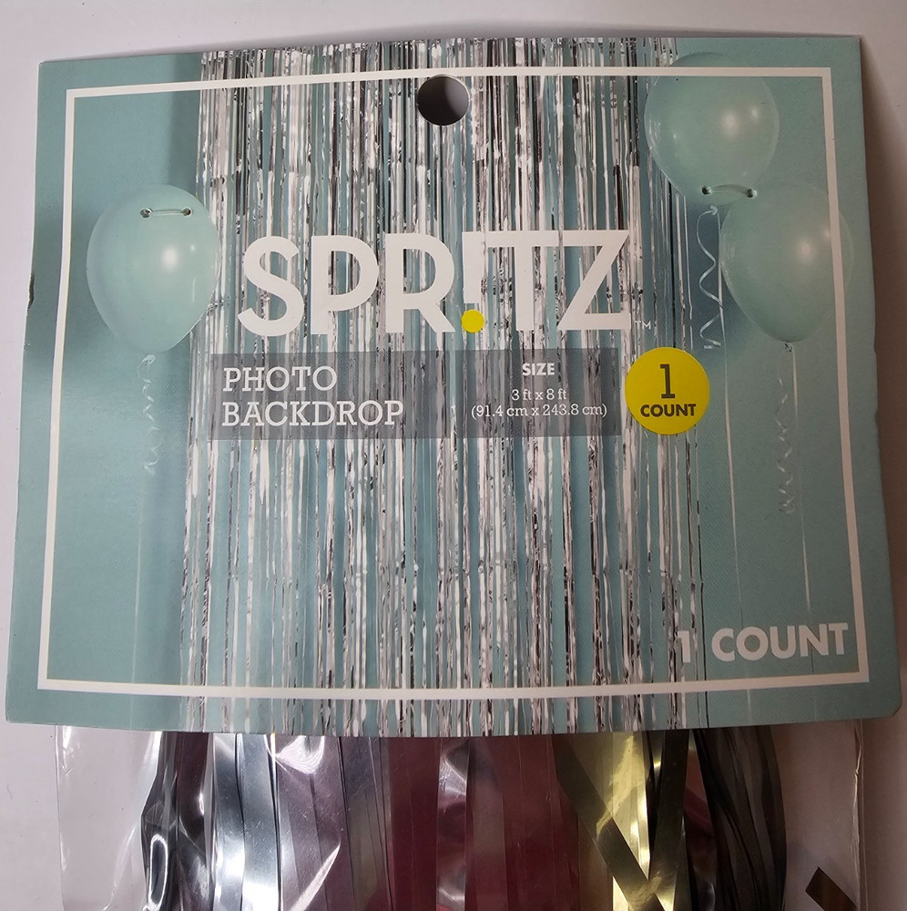 New Spritz Photo Backdrop Curtain Metallic Silver Decoration 3ft x 6ft