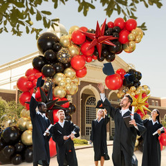 161pcs Red Black and Gold Balloons Garland Arch Kit with 5/10/12/18in Red Black