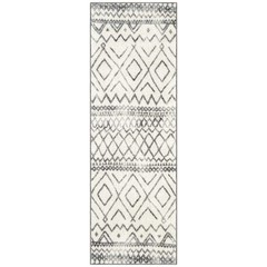 Maples Rugs Diamond Distressed Moroccan Runner 2′ x 6′ (Runner), Ivory/Grey