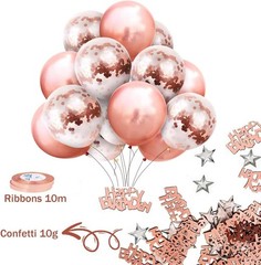 Rose Gold Birthday Party Decoration, Happy Birthday Banner, Rose Gold Fringe …