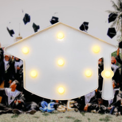 Illuminated Graduation Cap Letters for Doctorate and Master Ceremonies, White