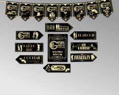 Gatsby Flapper Speakeasy Art Deco 1920s Party Bunting Arrows & Signs Decorations