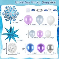 Snow Balloon Garland Arch Kit, Snowflake Pearl Blue Purple Metallic Purple Bl…