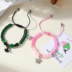 Elphaba Galinda Matching Bracelets -Braided Friendship Bracelet- Rhinestone C…