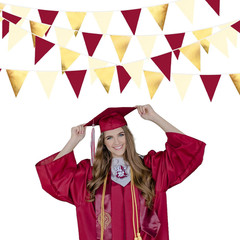 Burgundy Party Decorations Gold Maroon Beige Fabric Triangle Pennant Banner Garn
