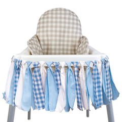 Blue and White Gingham Banner/Garland – First High Chair Banner,Gingham Garla…