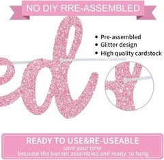 Pre-Strung Pink Just Married Banner – Glittery Party Decor for All Occasions