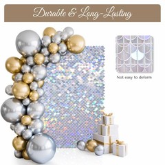 12 Pcs Mermaid Shimmer Wall Backdrop Panel Iridescent Silver Sequin Party 3×4 Ft