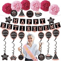 retirement party decorations banner gifts – (22pack) happy retirement rose gold