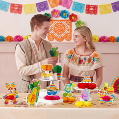 12 Pcs Cinco De Mayo Fiesta Honeycomb Centerpiece Taco Mexican Party Table Decor