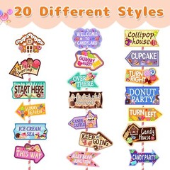 20 Pcs Candyland Party Decorations Candy Land Party Sign Welcome Candyland Candy