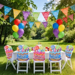2 Pcs Happy Birthday Chair Cover Double Side 17×23 Inch Colorful Birthday Seat