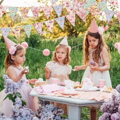 Faccito 49 Ft 5 Pcs Tea Floral Party Paper Bunting Decor Outdoor Bunting Banner
