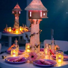 12 Sets Princess Sun Lantern with LED Candles for Centerpieces Purple Princes…