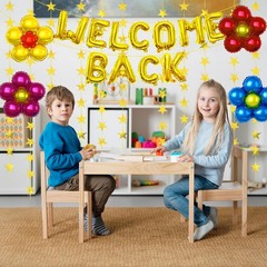 16 Inch Gold ‘WELCOME BACK’ Balloon Banner, Mylar Letter Balloons with 18 Inc…