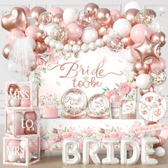 330Pcs Bridal Shower Decor Set for 25 Guests – Plates, Props, and Accessories