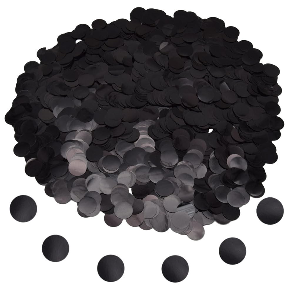 50g/1.76oz Metallic Glitter Foil Confetti 15mm Black Round Circle Dots Table
