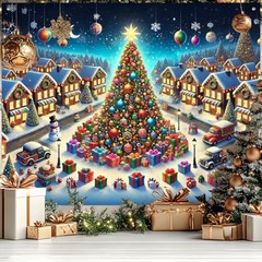 8x6ft Festive Banner – Giant Tree – Winter Christmas Backdrop #6