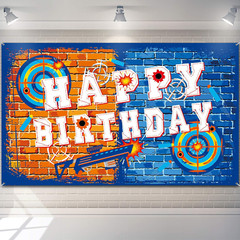 Gun Happy Birthday Supply Dart Battle Target Backdrop for Boy’S Party Decoration