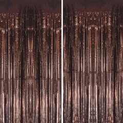 2 Pack Foil Fringe Backdrop – Bronze Shiny Tinsel Curtains for Party Decoration/