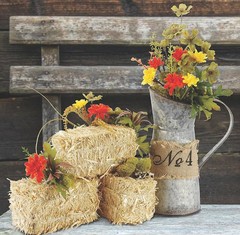 Mini 5″ x 2.5″ Natural Straw Hay Bale Centerpiece Fall Country Accent Decor #821