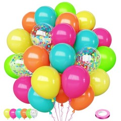 Tropical Hawaiian Balloons Set, 65Pcs 12In Summer Party Balloons with Hot Pin…