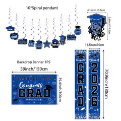 Graduation Decorations 2026 Blue Set, Congrats 60 inches x 40 inches,