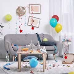 24 Set Red Stars Hanging Decorations Stars Streamers Ceiling Decorations