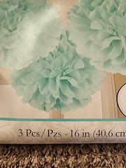 Fluffy Decorations Blue Teal Pompoms 3 Count 16″ In Diameter Party