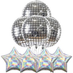 8 Pcs 22 inch Disco Balloons Silver Star Balloons for 70s Disco Party Dancing…