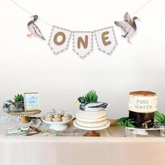 Lucky Duck High Chair Banner – Mallard Duck Party Decoration, Duck Hunting 1s…