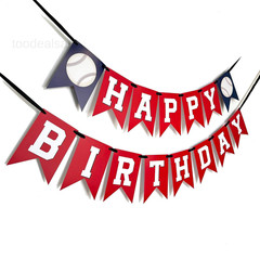 Baseball Birthday Banner,Baseball Party 4.7 inches x 6.6 inches, Red