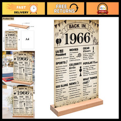 60th Birthday Party Decorations – Vintage 1966 Acrylic Sign & Stand, Table Decor