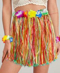 12PCS Hawaiian Luau Hula Skirts with 12PCS Wristbands for Tropical Party Favors