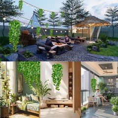 Fake Hanging Plants Vines(2pcs)for Room Decor, Artificial Ivy Greenery Green